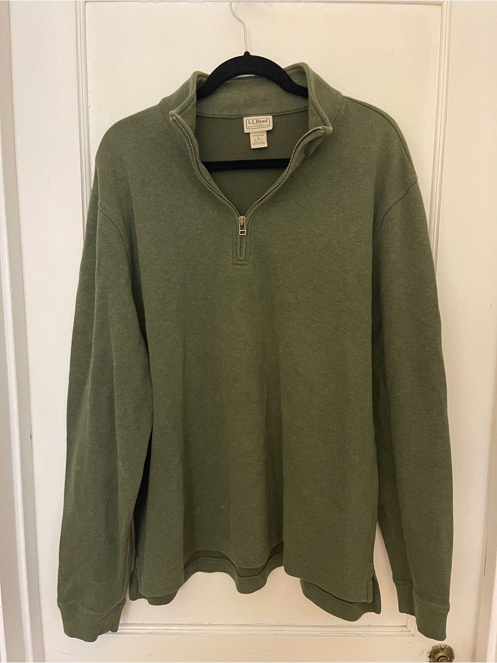 L.L. Bean Men’s Olive Zip Mock-Neck Sweater - Picture 1 of 3